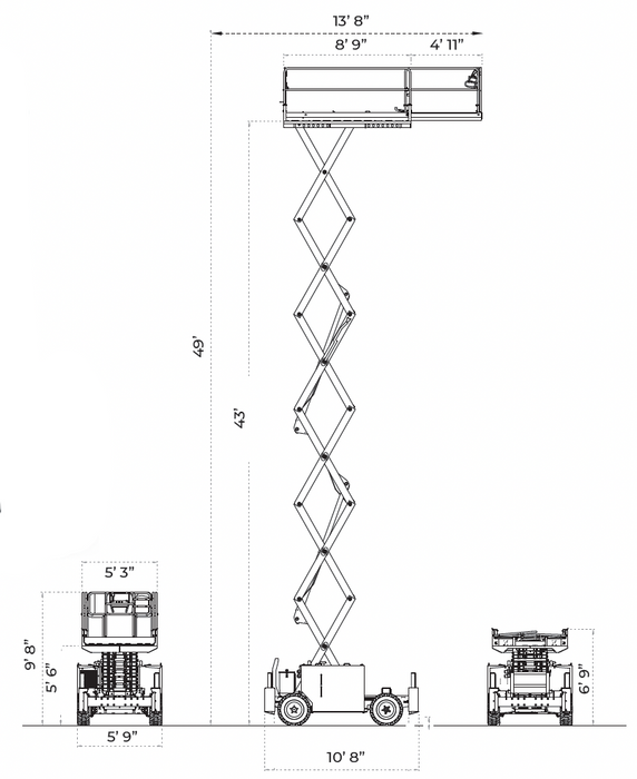 IMER 1128696 IM 7043 RT DE | Rough Terrain Diesel/Electric Scissor Lift | 49 ft Working Height