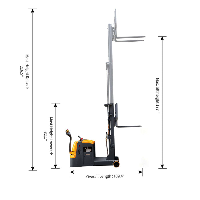 Tory Carrier A-3032 | Electric Counterbalance Stacker | 3300 lbs Capacity | 177" Lift Height